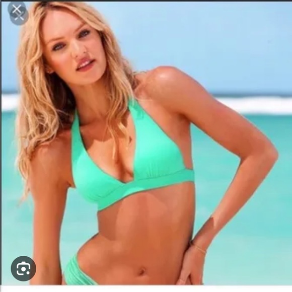 Victoria’s Secret turquoise plunge halter bikini top size small - Picture 6 of 12
